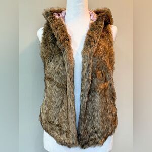 Abercrombie & Fitch Tan Faux Fur hooded Vest